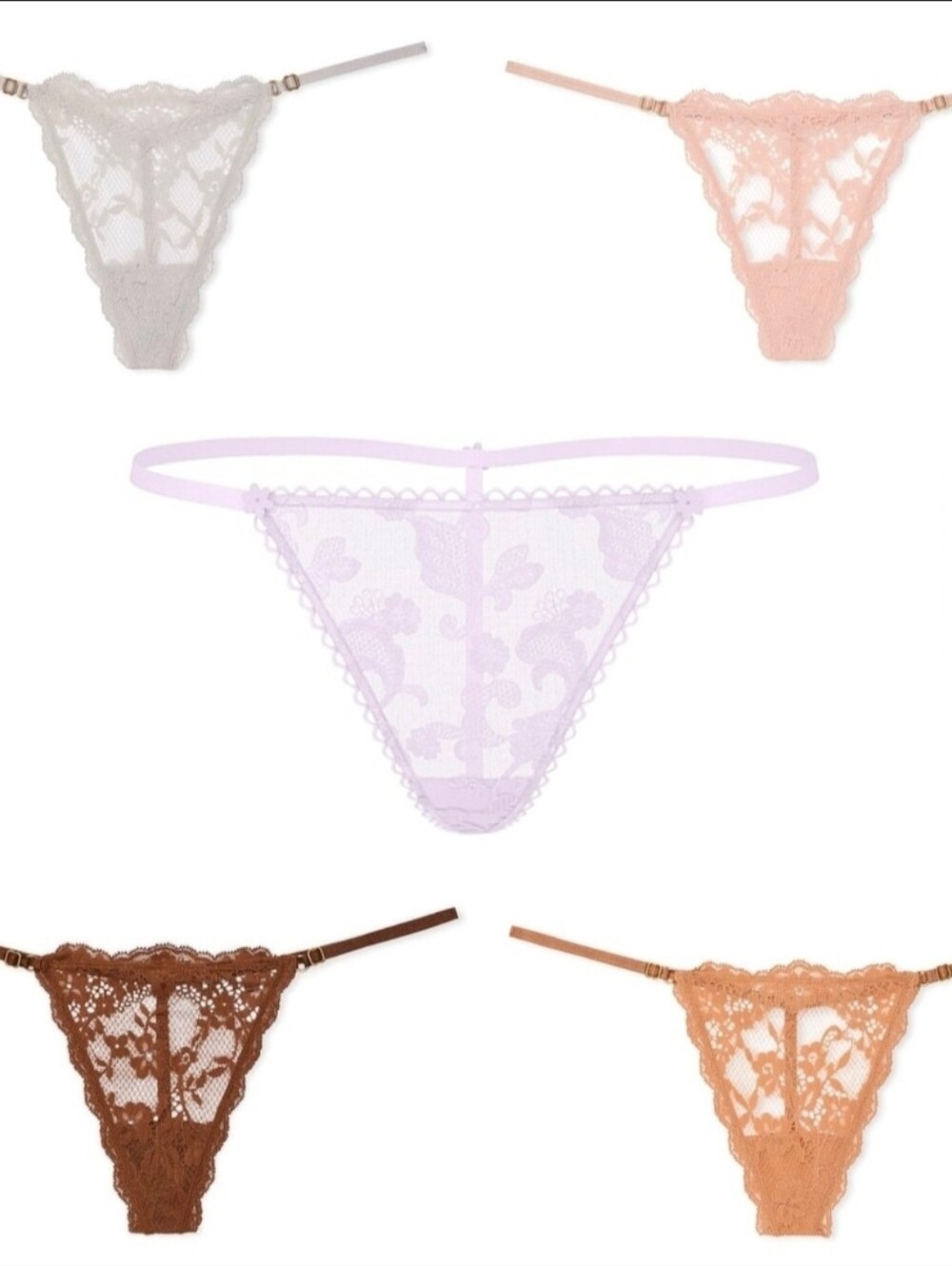 Dream Angels Beige Lacey V-Strings & Purple Vintage Blossom Embroidery Panties